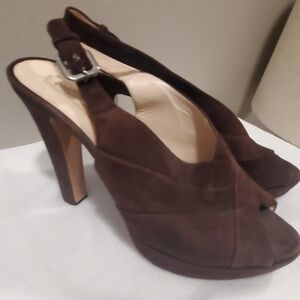 Prada brown suede slingback sandals sz 40(9)
